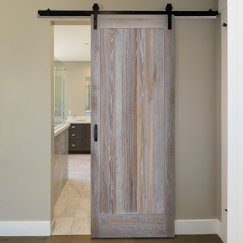 Verona Home Design Flush Manufactured Wood Finish Rustic Barn Door with